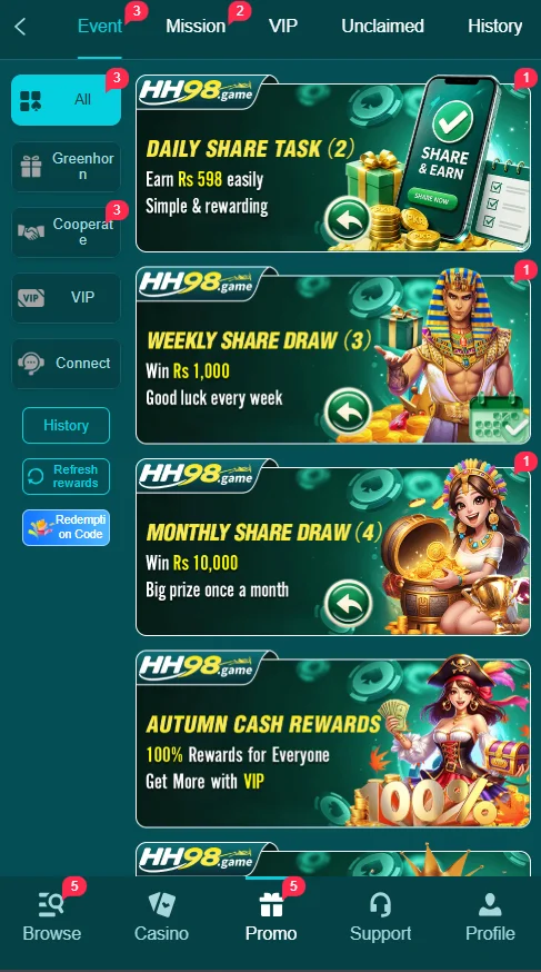 HH98 Game promotion bonus