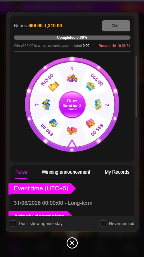 M888 Game Spin Wheel