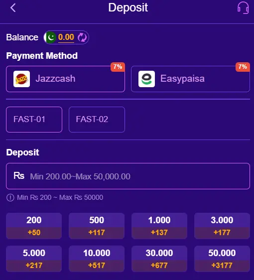 Boo999 Game image of deposit process