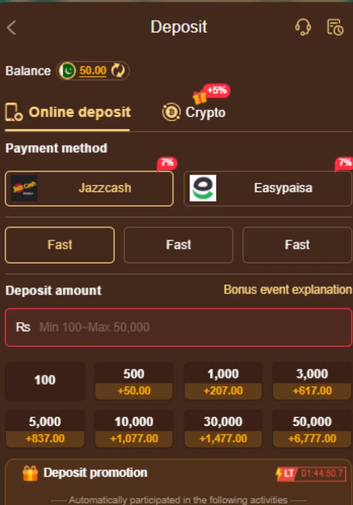 Noob.Win deposit process 