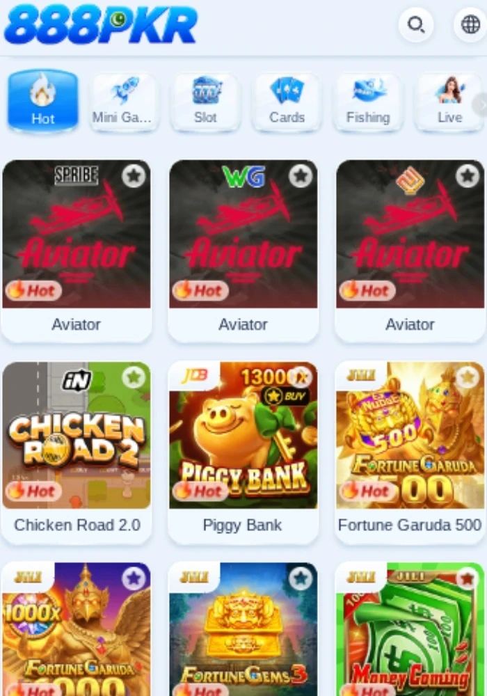 888PKR Game home page image