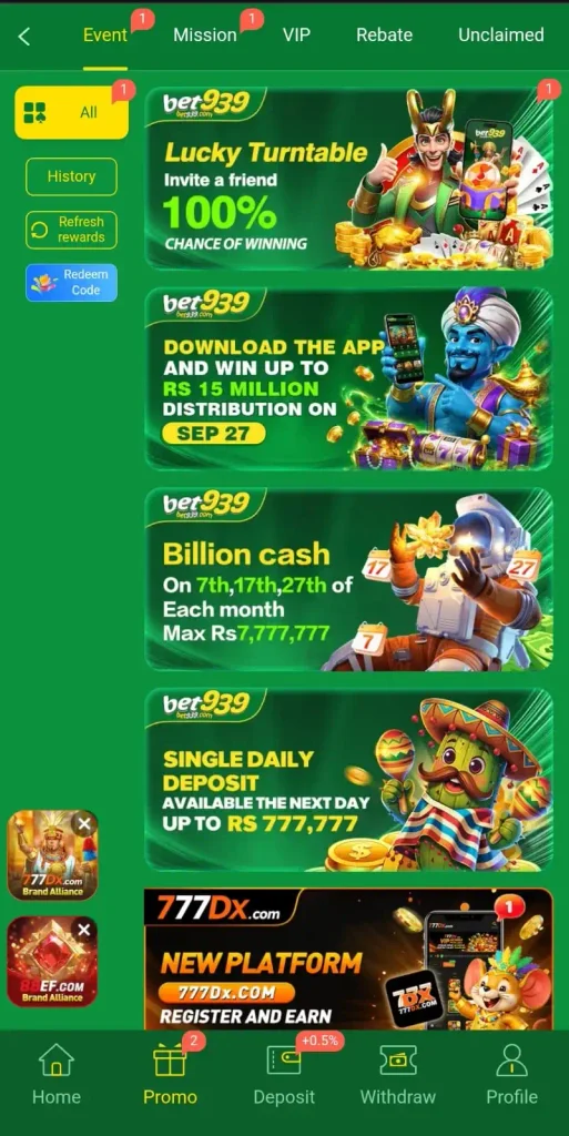 Bet939 Game invitation bonus