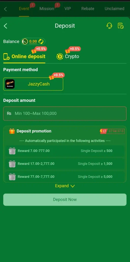 Bet939 Game deposit image